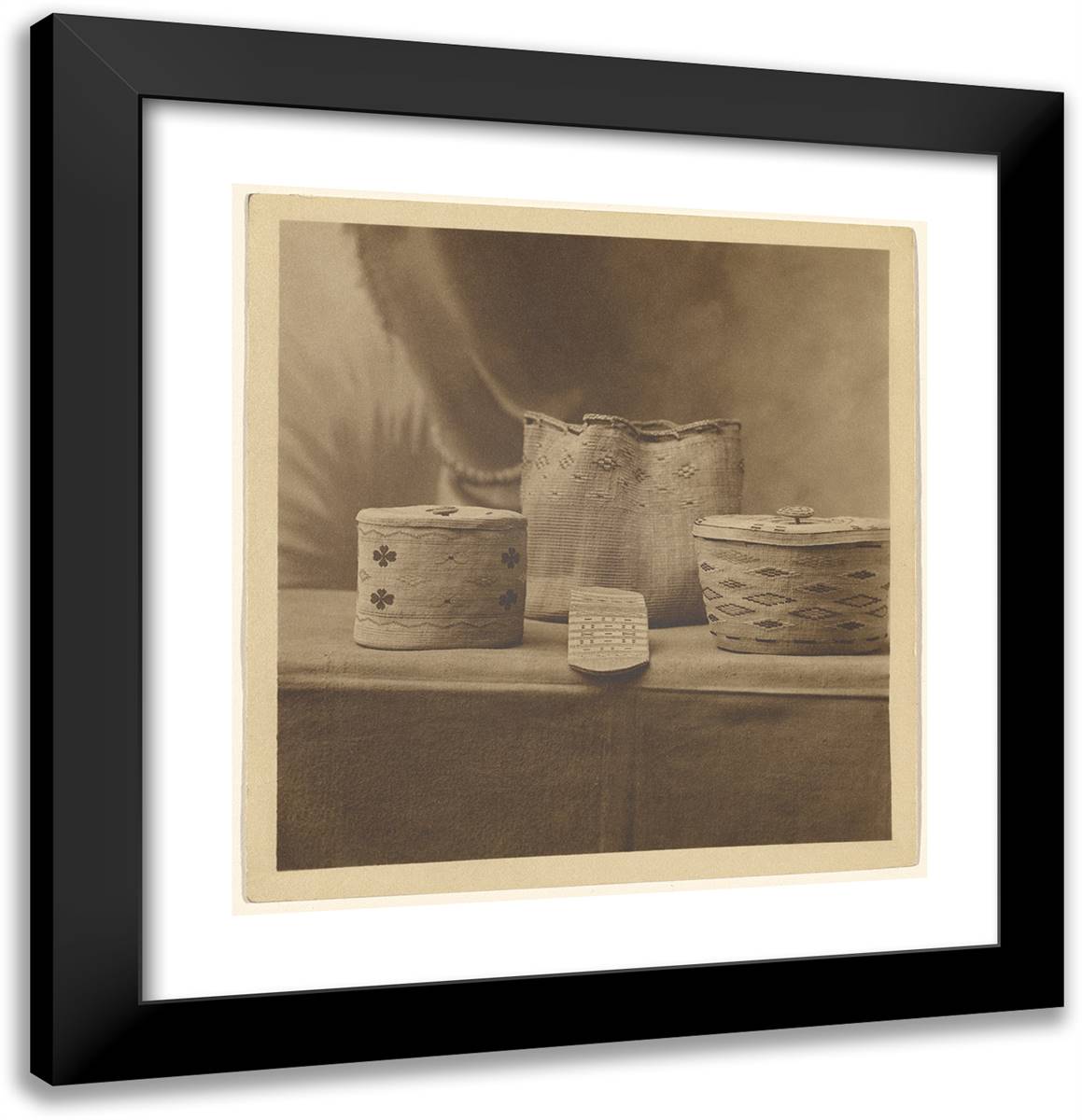 Baskets 20x21 Black Modern Wood Framed Art Print Poster by Vroman, A.C.
