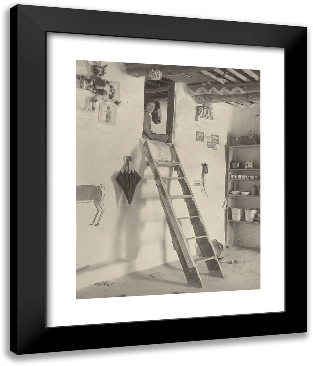 Interior of Mr. Hooker's House, Sichimovi 20x24 Black Modern Wood Framed Art Print Poster by Vroman, A.C.