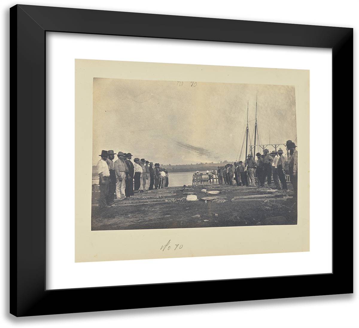 Drill - Constructing Blanket Boats 22x20 Black Modern Wood Framed Art Print Poster by Russell, A.J.