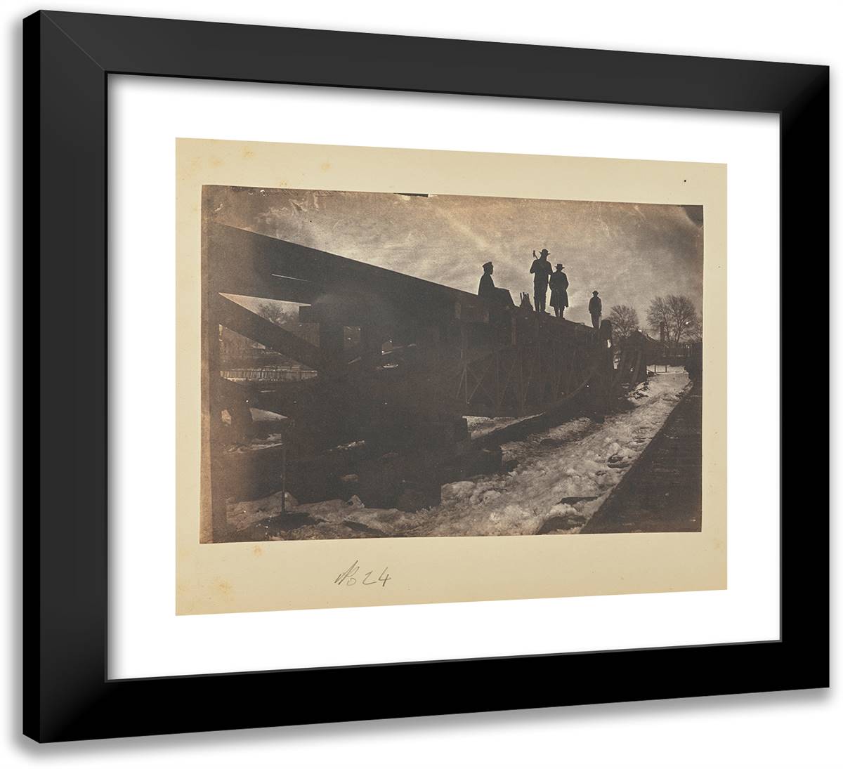 Experimental Bridge Trusses 22x20 Black Modern Wood Framed Art Print Poster by Russell, A.J.