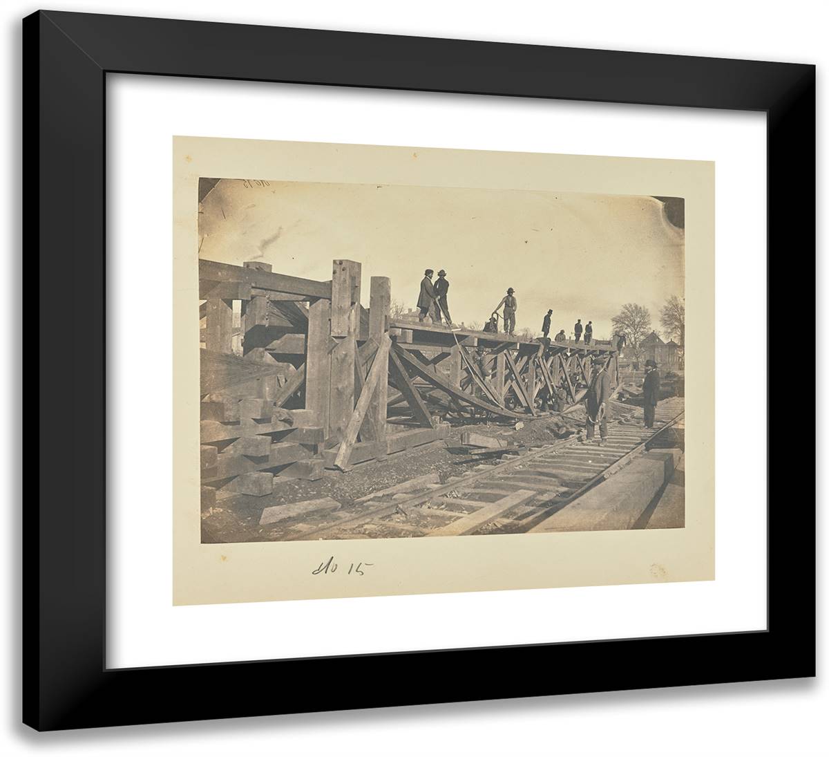 Experimental Suspension Trusses of Boards I 22x20 Black Modern Wood Framed Art Print Poster by Russell, A.J.