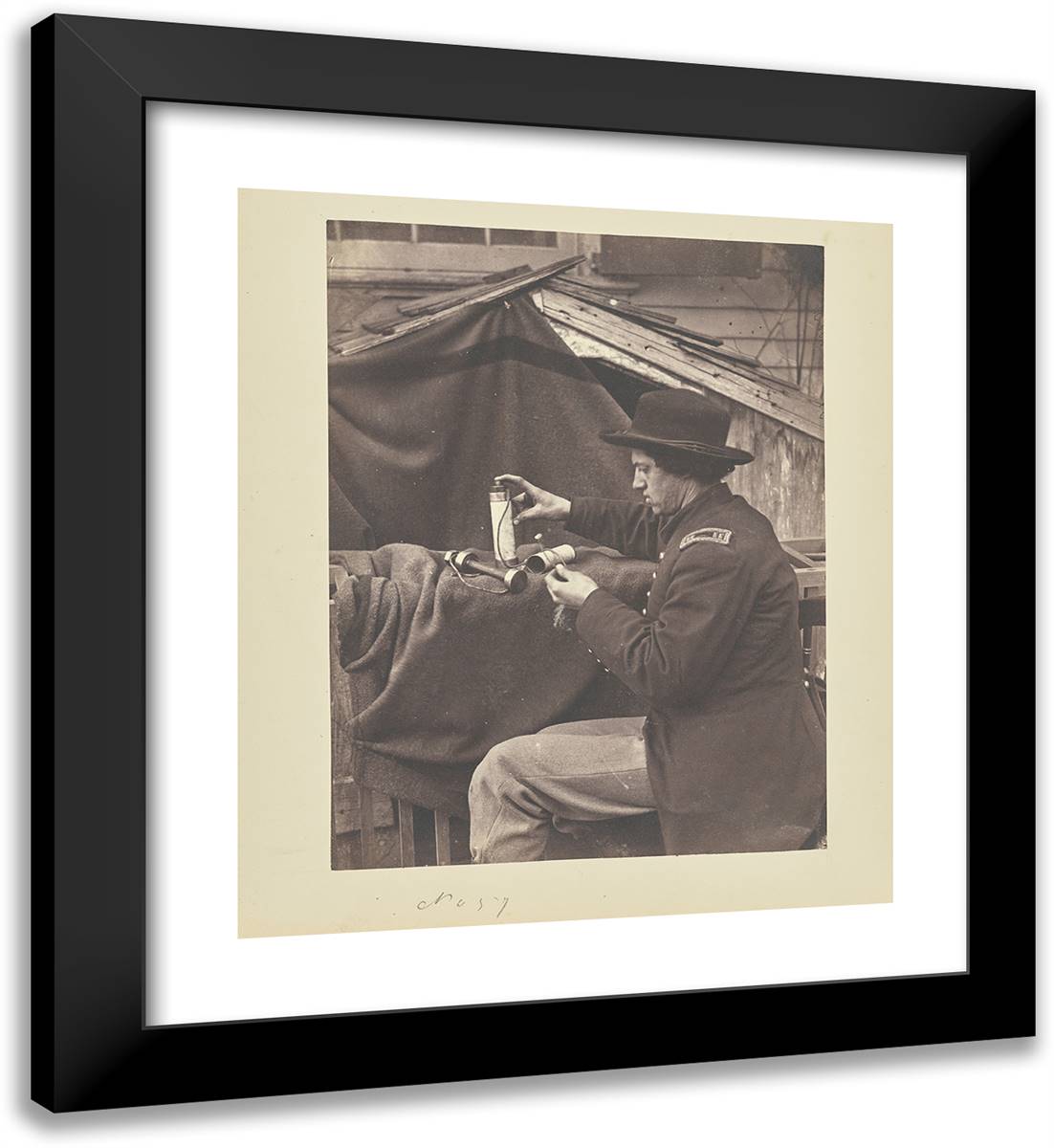 Haupt's Torpedo for Quickly Wrecking Wooden Bridges 20x22 Black Modern Wood Framed Art Print Poster by Russell, A.J.