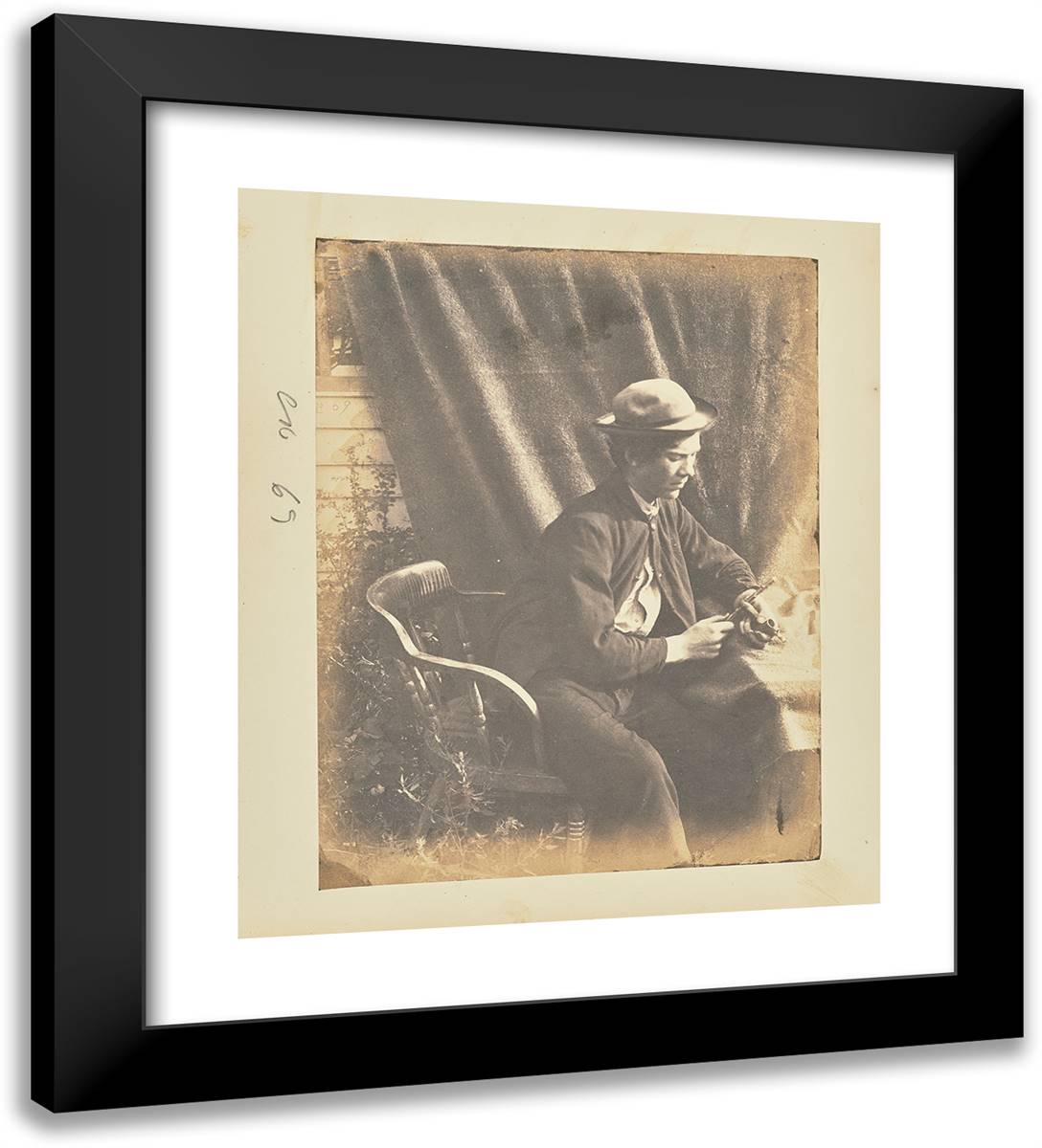 Man with Auger 20x22 Black Modern Wood Framed Art Print Poster by Russell, A.J.