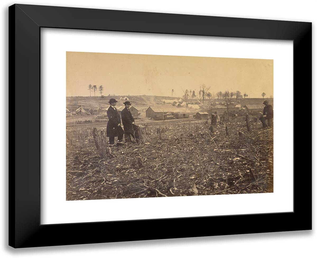 No. 91. Fairfax Station - Orange & Alexandria Railroad. 24x19 Black Modern Wood Framed Art Print Poster by Russell, A.J.