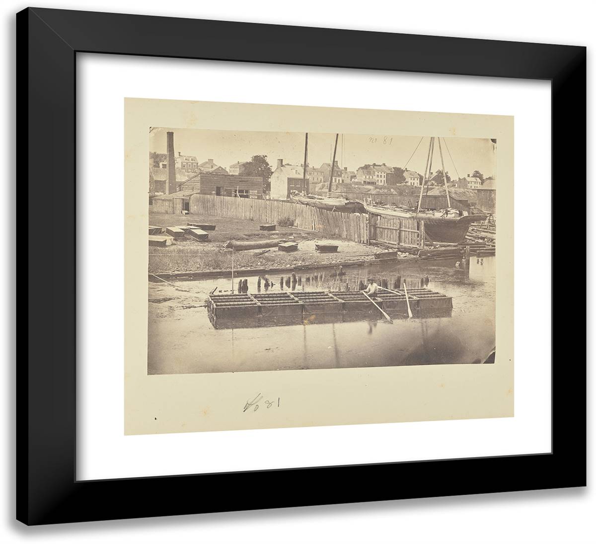 Raft of Blanket Boats Without Load 22x20 Black Modern Wood Framed Art Print Poster by Russell, A.J.