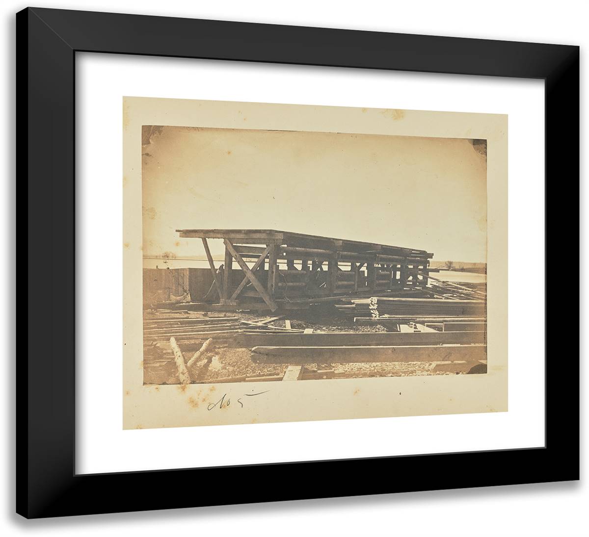 Represents the Platform on Which the Bottoms of the Arks Are 22x20 Black Modern Wood Framed Art Print Poster by Russell, A.J.