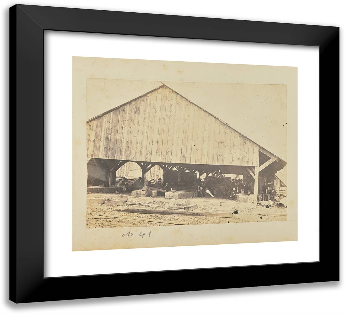 Shed at Carpenter Shop at Alexandria 22x20 Black Modern Wood Framed Art Print Poster by Russell, A.J.