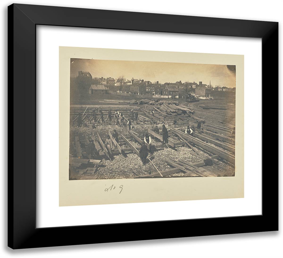 Track Near the Potomac River, in Alexandria 22x20 Black Modern Wood Framed Art Print Poster by Russell, A.J.