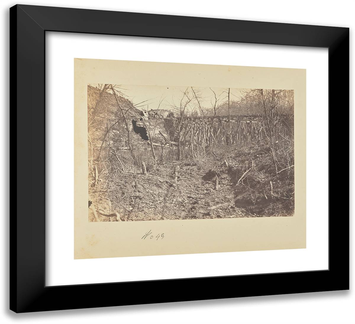 Trestle Bridge Across Bull Run 22x20 Black Modern Wood Framed Art Print Poster by Russell, A.J.