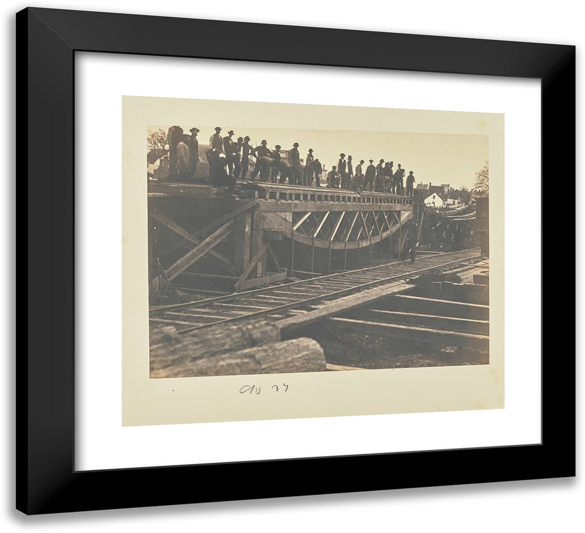 Truss Experiment, Loading Bridge No. 36 22x20 Black Modern Wood Framed Art Print Poster by Russell, A.J.