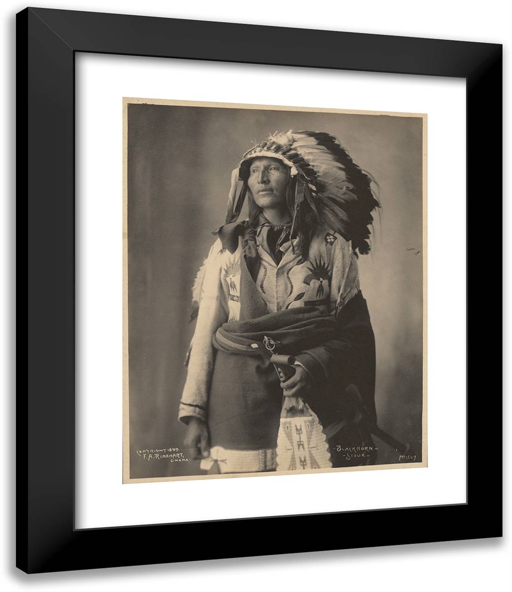 Blackhorn, Sioux 20x24 Black Modern Wood Framed Art Print Poster by Muhr, Adolph F.