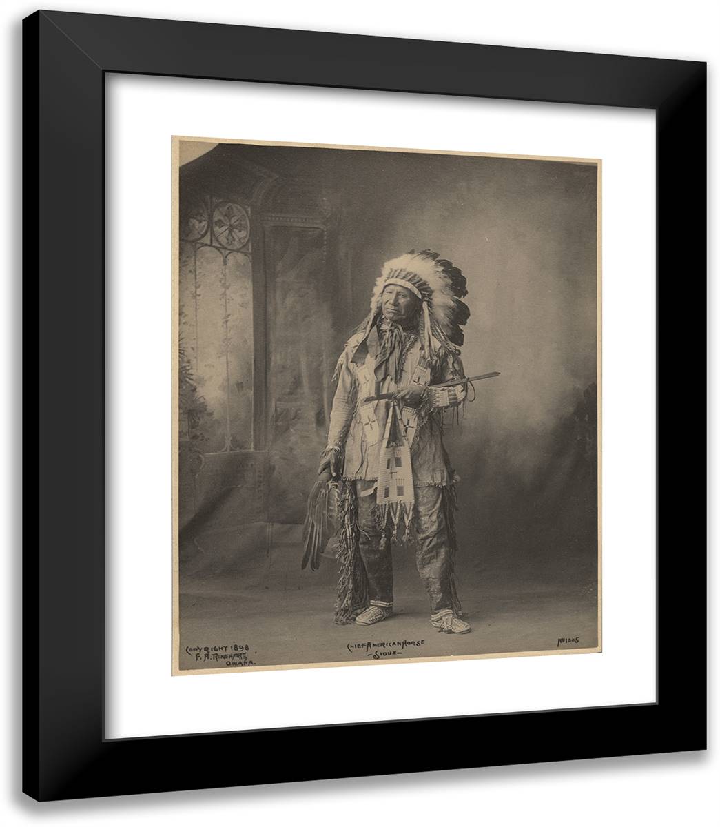 Chief American Horse, Sioux 20x23 Black Modern Wood Framed Art Print Poster by Muhr, Adolph F.