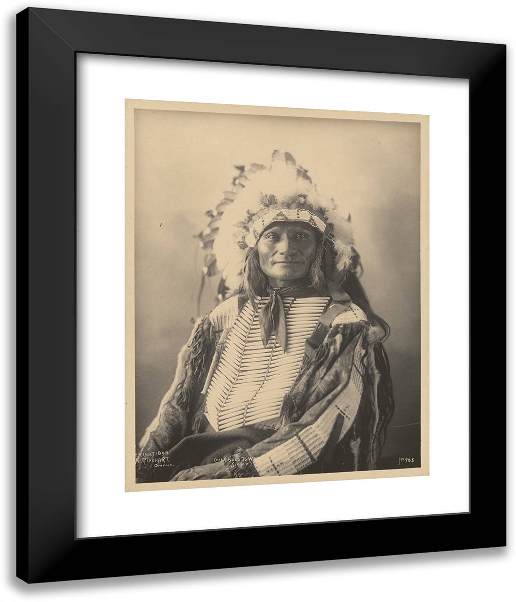 Chief Goes to War, Sioux 20x24 Black Modern Wood Framed Art Print Poster by Muhr, Adolph F.