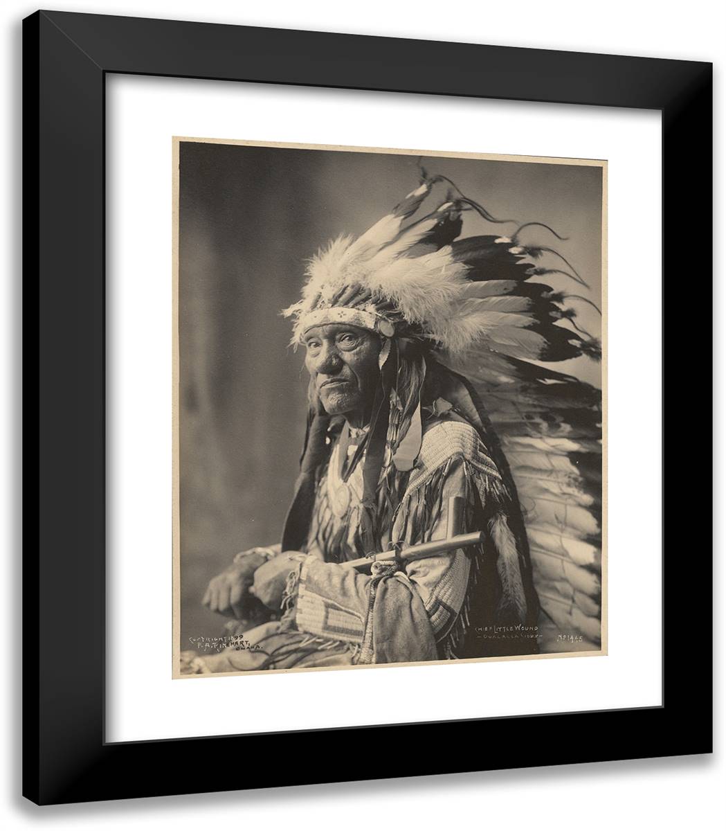 Chief Little Wound, Ogalalla Sioux 20x23 Black Modern Wood Framed Art Print Poster by Muhr, Adolph F.