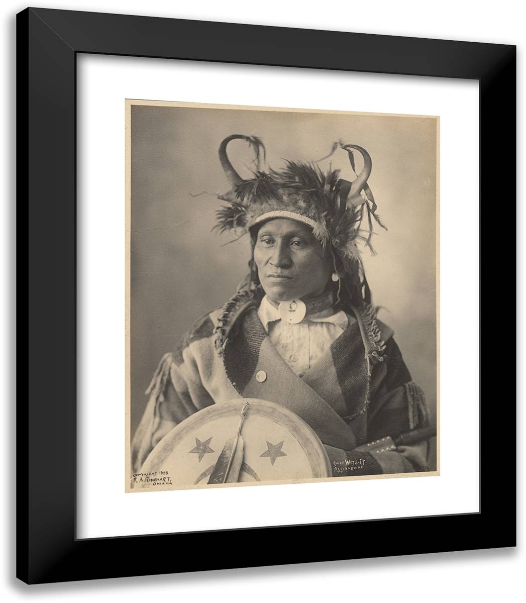 Chief Wets-It, Assiniboines 20x23 Black Modern Wood Framed Art Print Poster by Muhr, Adolph F.