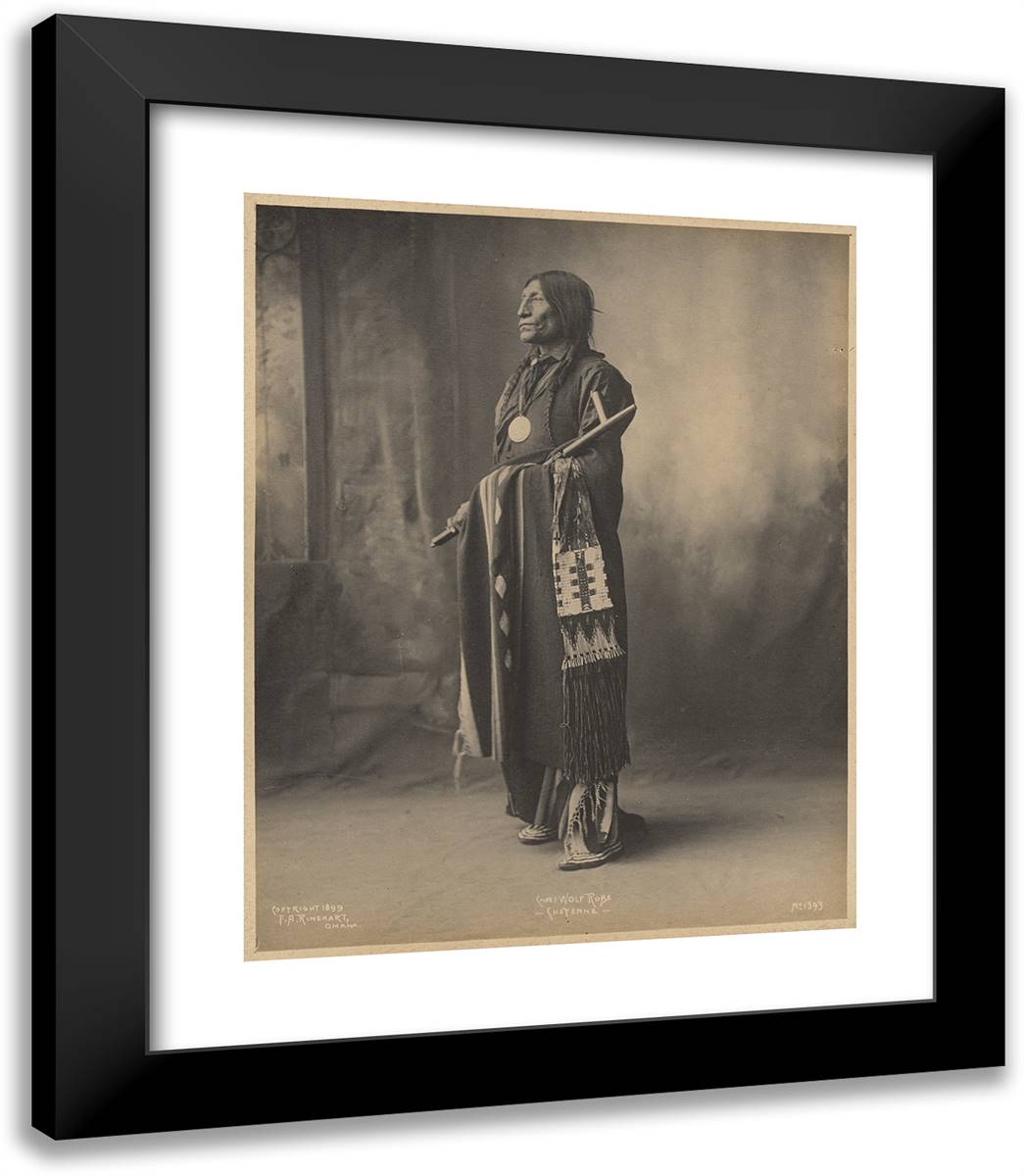 Chief Wolf Robe, Cheyenne 20x23 Black Modern Wood Framed Art Print Poster by Muhr, Adolph F.