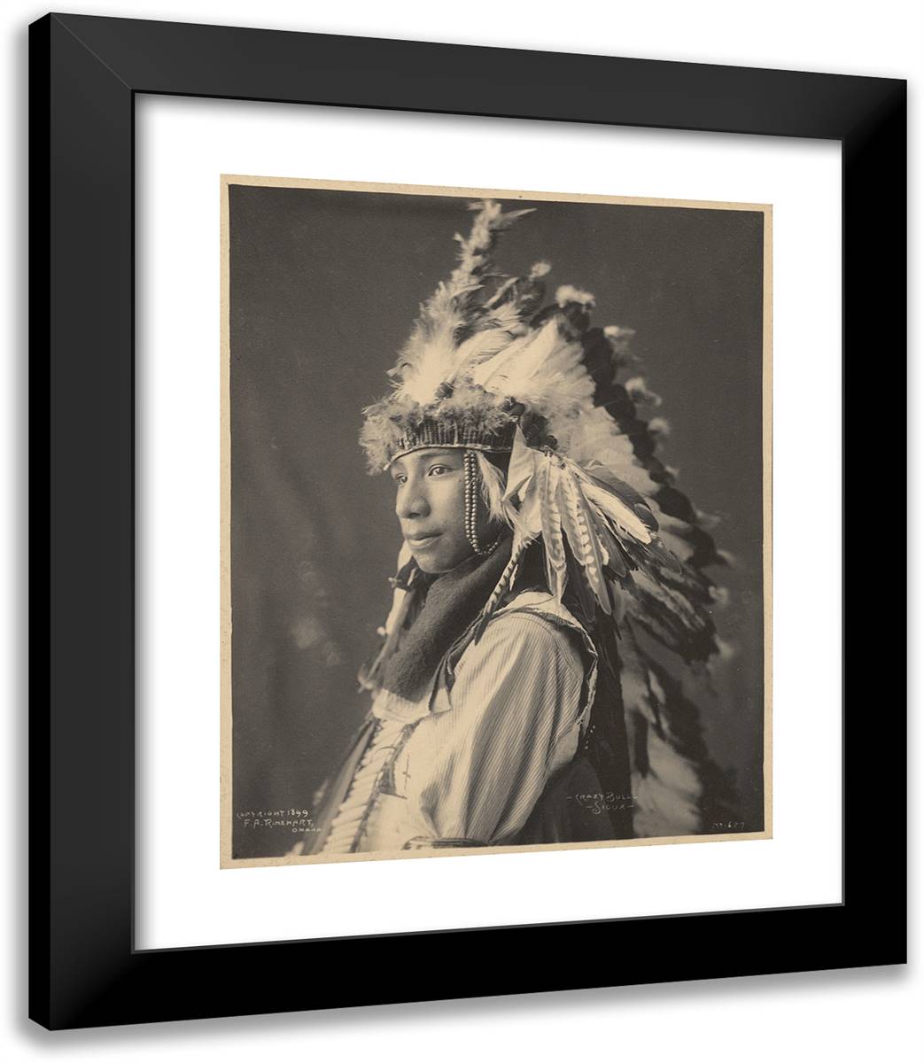 Crazy Bull, Sioux 20x23 Black Modern Wood Framed Art Print Poster by Muhr, Adolph F.