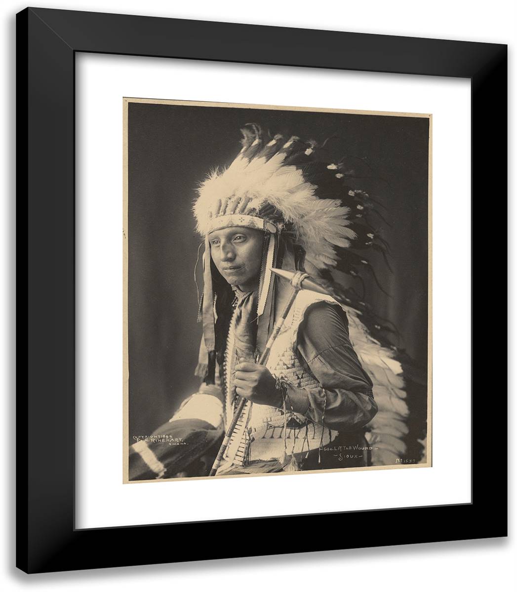 Geo. Little Wound, Sioux 20x23 Black Modern Wood Framed Art Print Poster by Muhr, Adolph F.