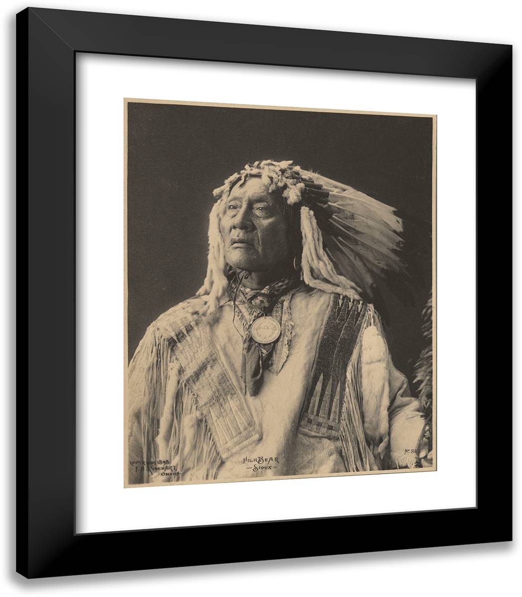 High Bear, Sioux 20x23 Black Modern Wood Framed Art Print Poster by Muhr, Adolph F.
