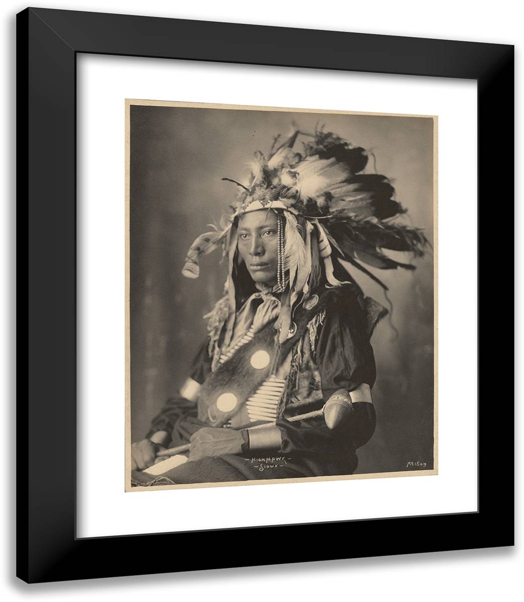 High Hawk, Sioux 20x23 Black Modern Wood Framed Art Print Poster by Muhr, Adolph F.