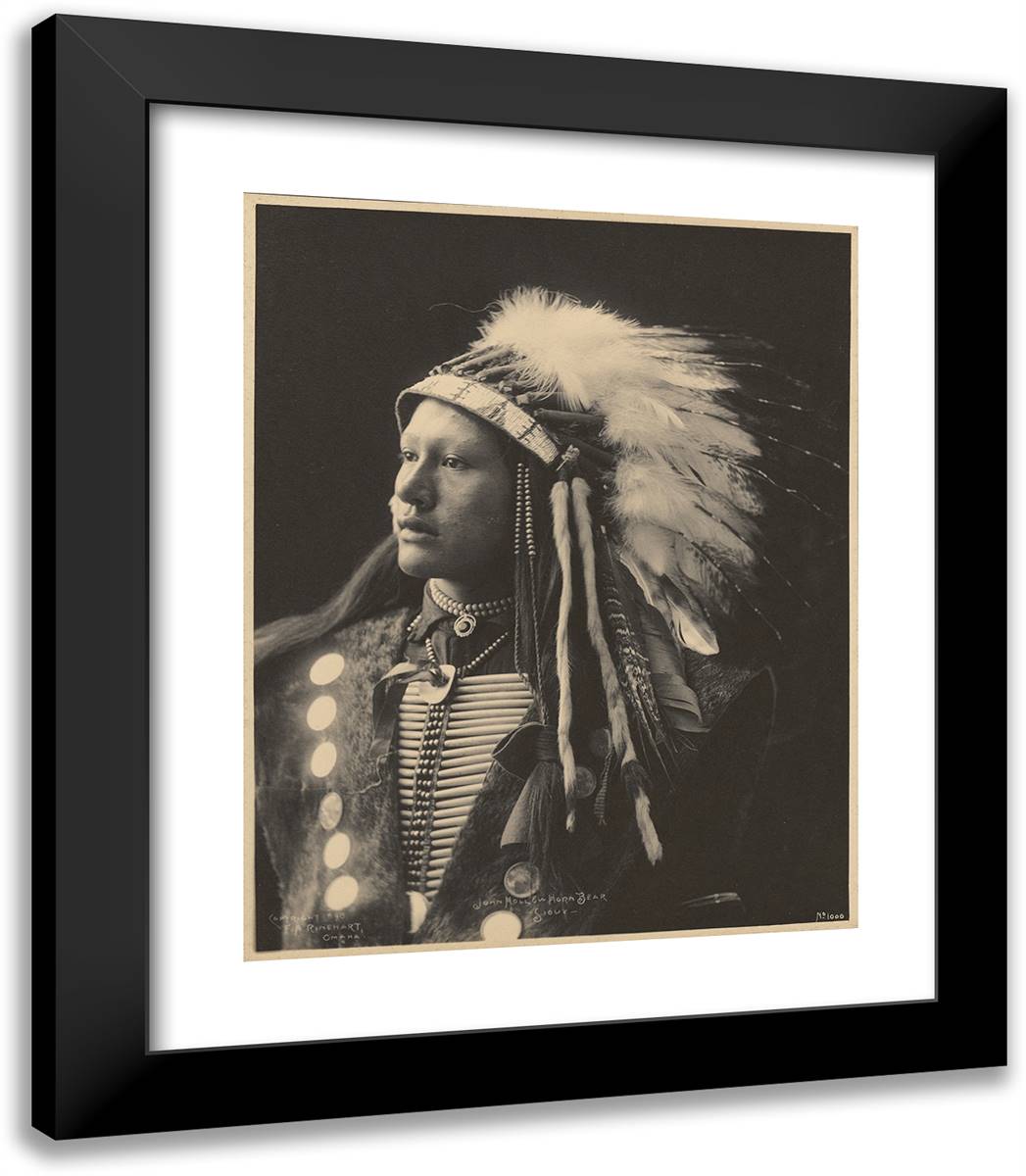 John Hollow Horn Bear, Sioux 20x23 Black Modern Wood Framed Art Print Poster by Muhr, Adolph F.
