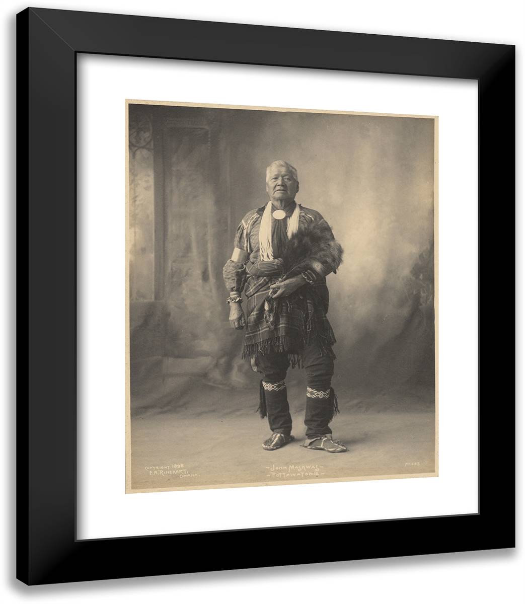 John Maskwas, Pottawatomie 20x23 Black Modern Wood Framed Art Print Poster by Muhr, Adolph F.