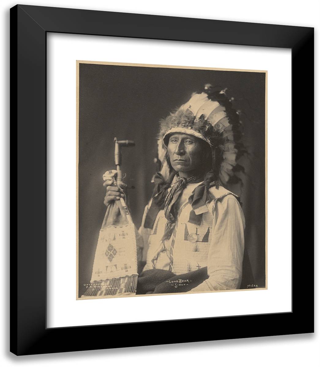 Lone Bear, Sioux 20x23 Black Modern Wood Framed Art Print Poster by Muhr, Adolph F.