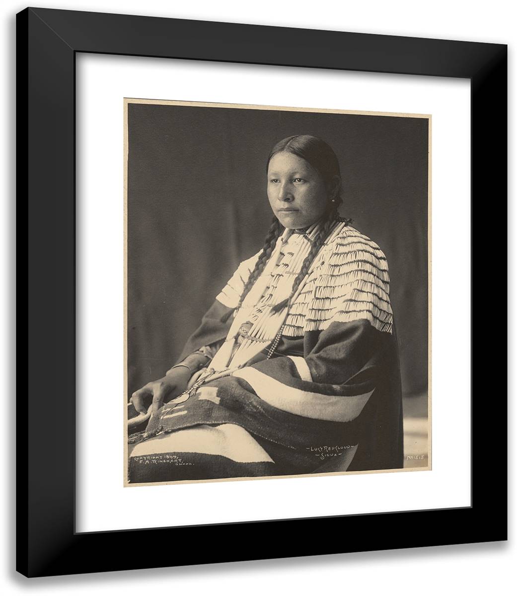 Lucy Red Cloud, Sioux 20x23 Black Modern Wood Framed Art Print Poster by Muhr, Adolph F.