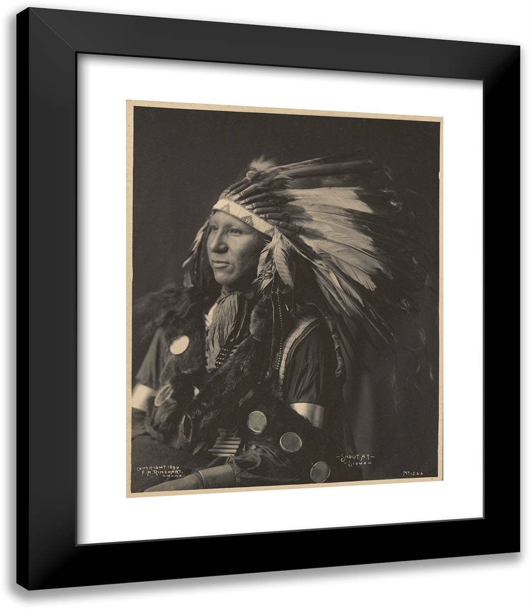 Shout At, Sioux 20x23 Black Modern Wood Framed Art Print Poster by Muhr, Adolph F.