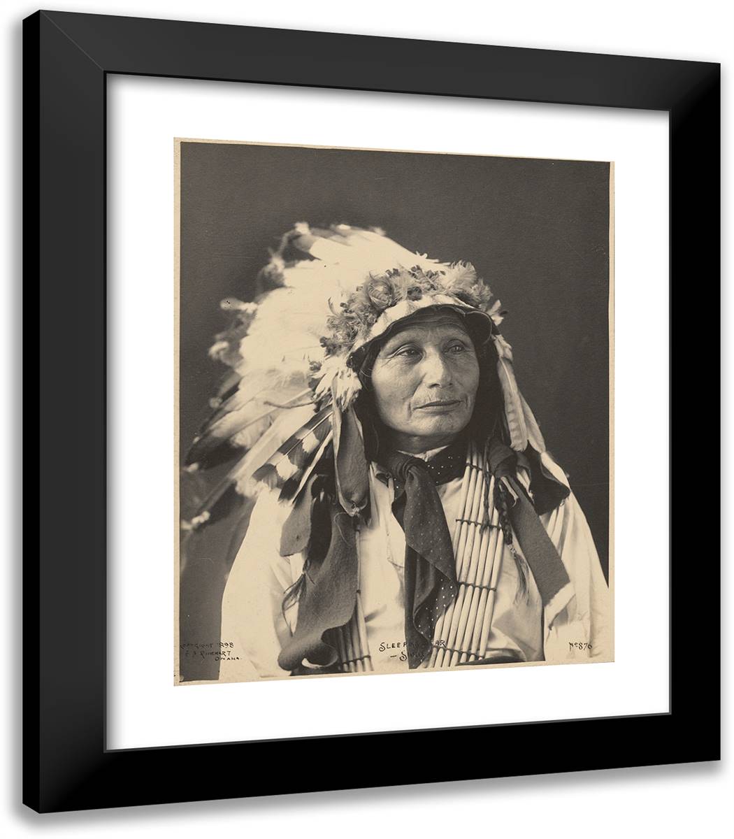 Sleeping Bear, Sioux 20x23 Black Modern Wood Framed Art Print Poster by Muhr, Adolph F.