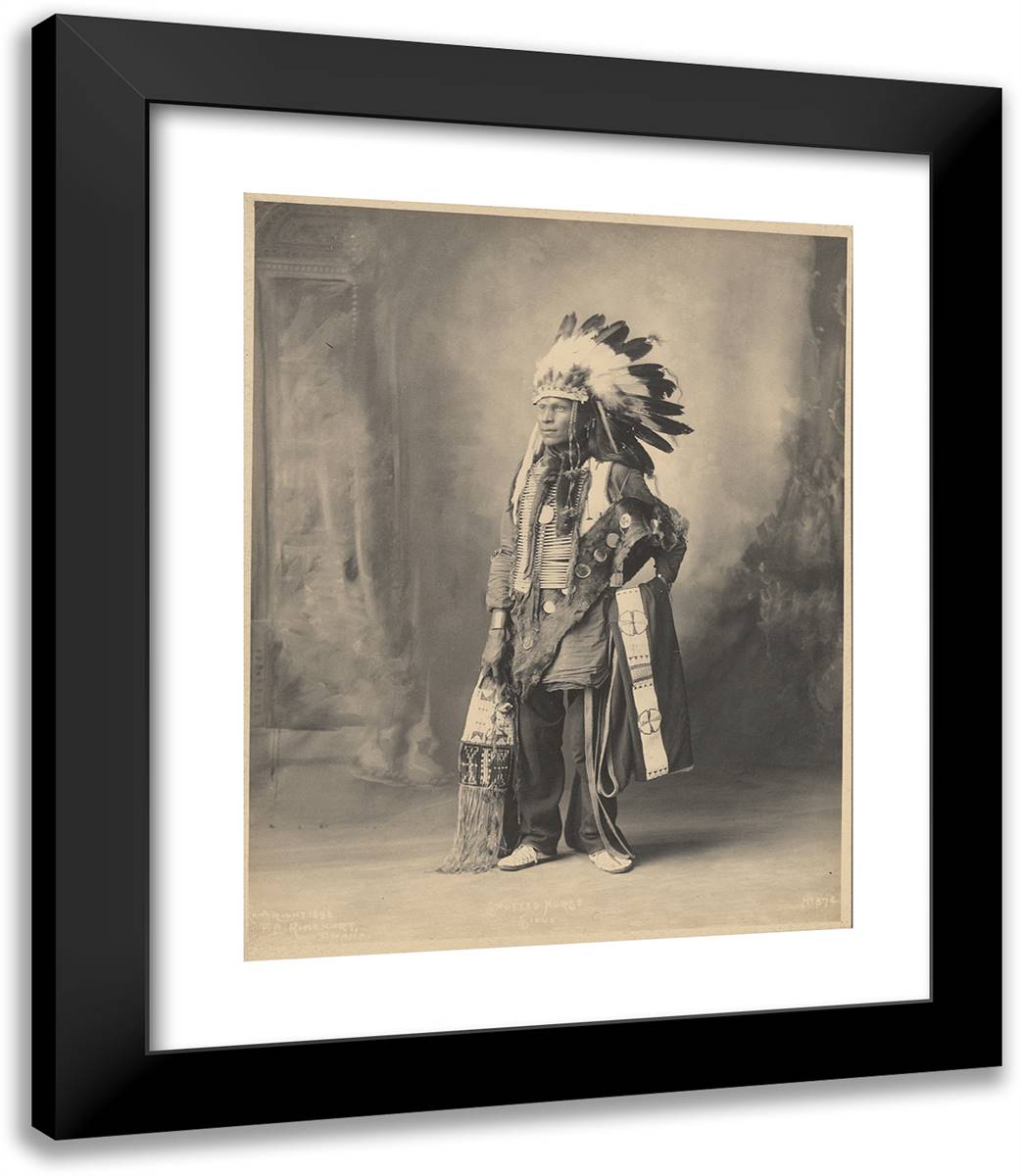 Spotted Horse, Sioux 20x23 Black Modern Wood Framed Art Print Poster by Muhr, Adolph F.