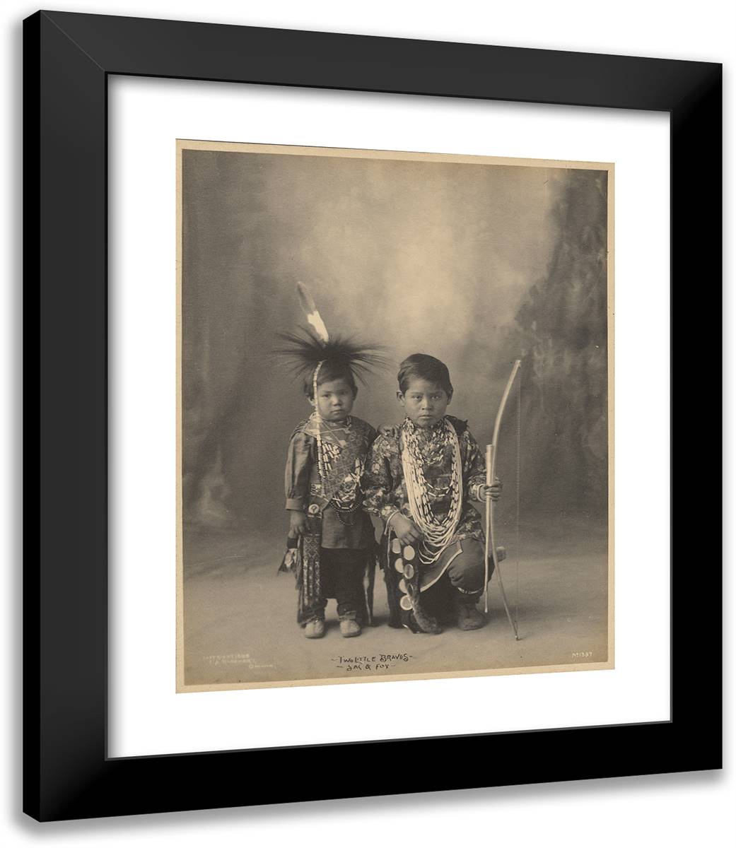 Two Little Braves, Sac & Fox 20x23 Black Modern Wood Framed Art Print Poster by Muhr, Adolph F.