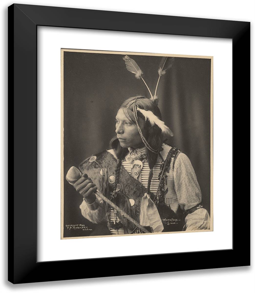 White Face, Sioux 20x23 Black Modern Wood Framed Art Print Poster by Muhr, Adolph F.
