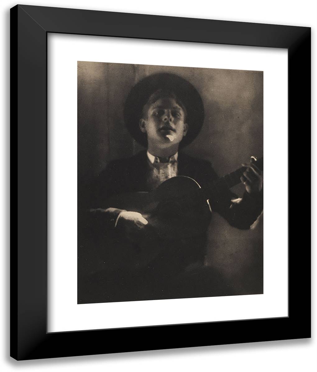 Guitar Player of Seville 20x24 Black Modern Wood Framed Art Print Poster by Meyer, Adolph de