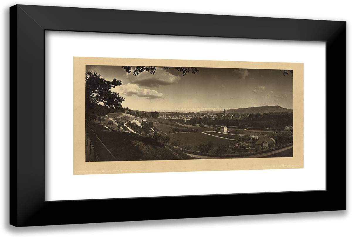 Berne 24x16 Black Modern Wood Framed Art Print Poster by Braun, Adolphe