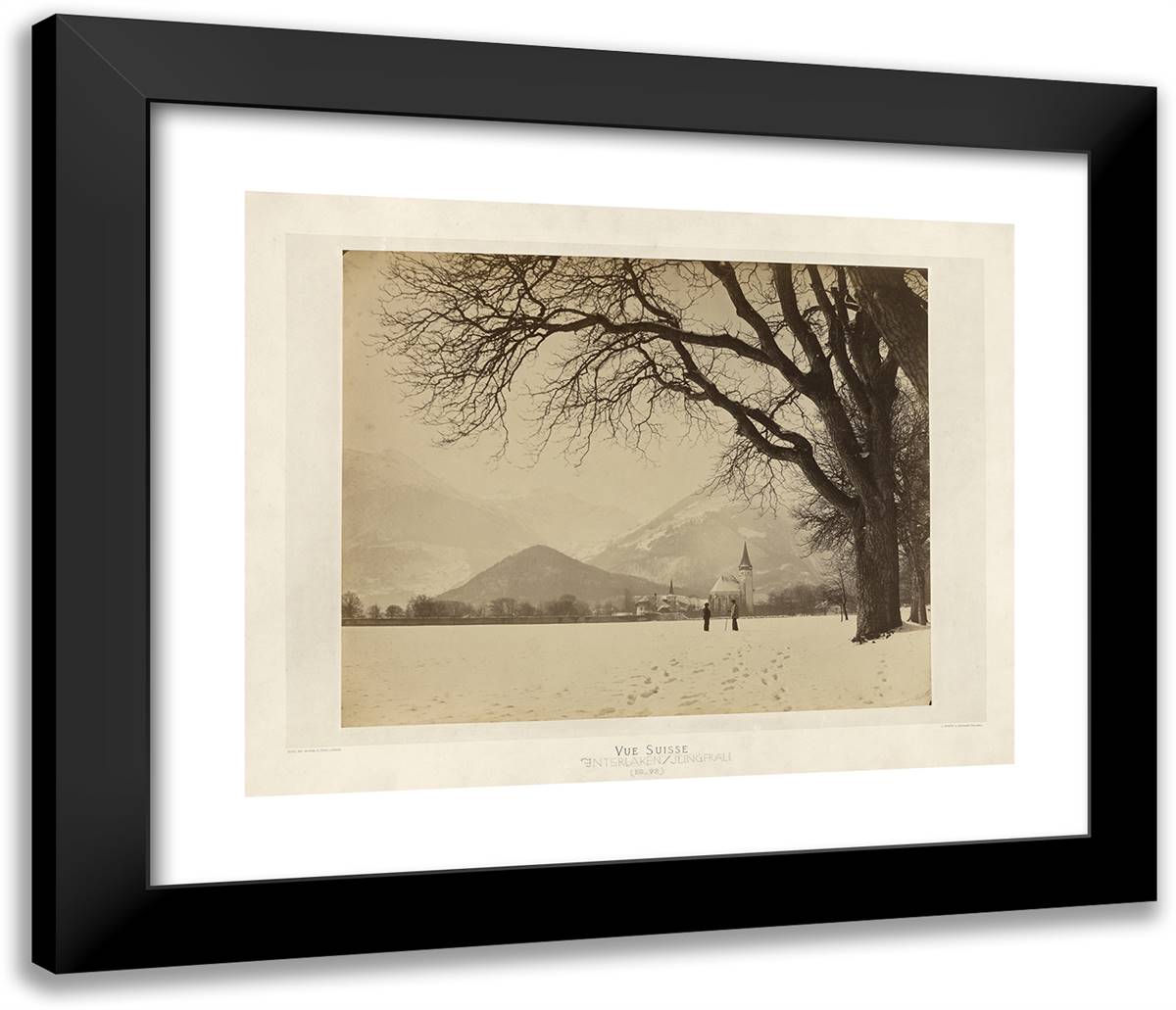 Interlaken - Jungfrau 23x20 Black Modern Wood Framed Art Print Poster by Braun, Adolphe