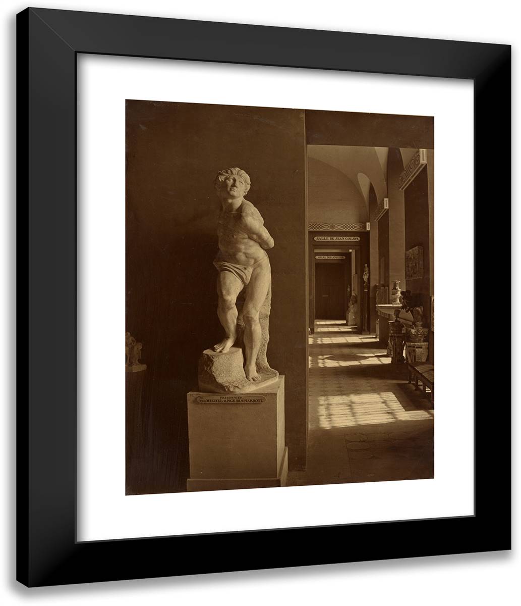 Rebellious Slave by Michelangelo, Musee Du Louvre 20x24 Black Modern Wood Framed Art Print Poster by Braun, Adolphe