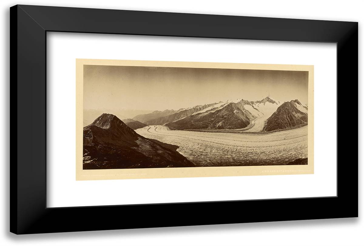 Snowy Mountain Pass 24x16 Black Modern Wood Framed Art Print Poster by Braun, Adolphe