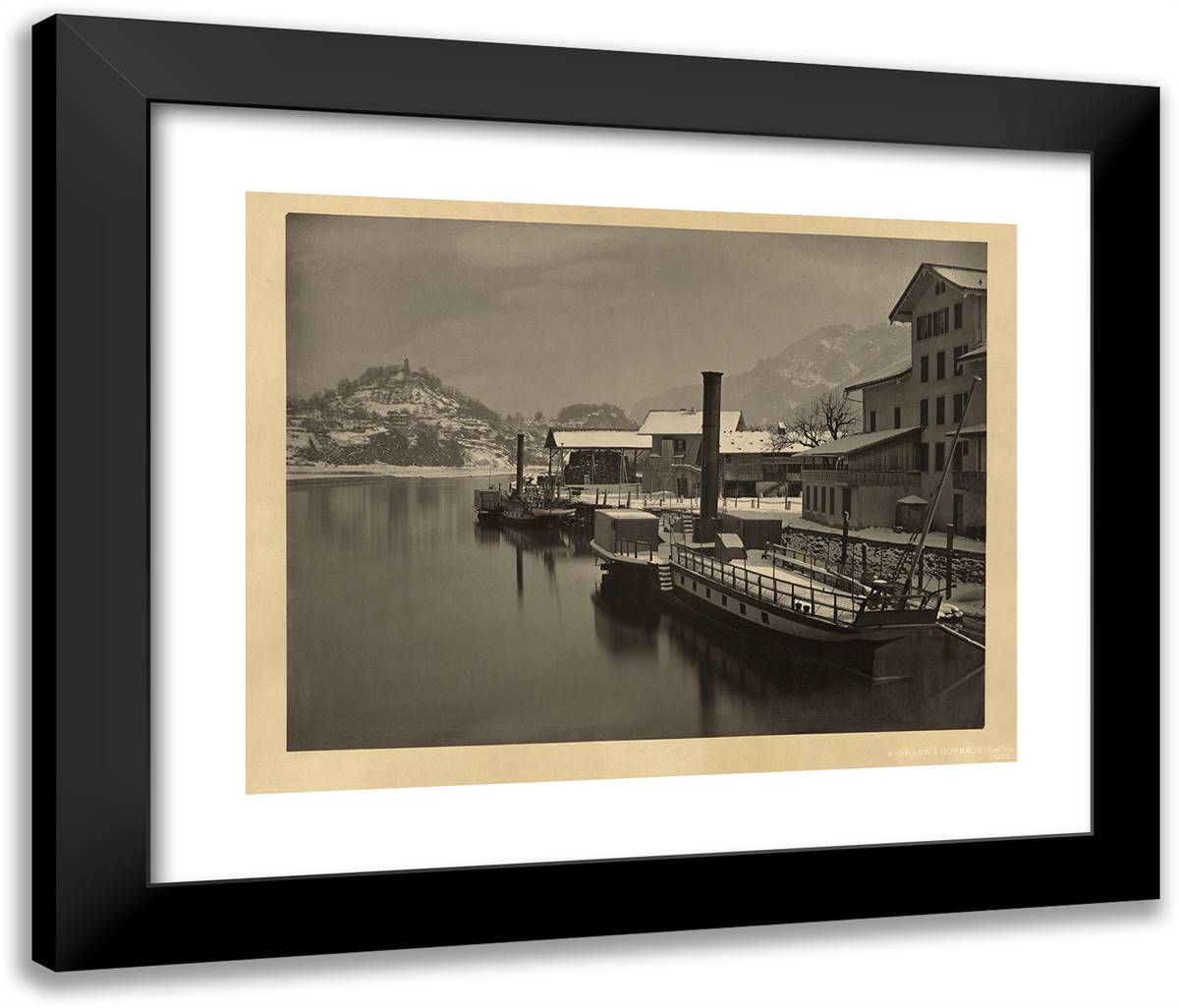 View of the Upper Rhine 24x20 Black Modern Wood Framed Art Print Poster by Braun, Adolphe