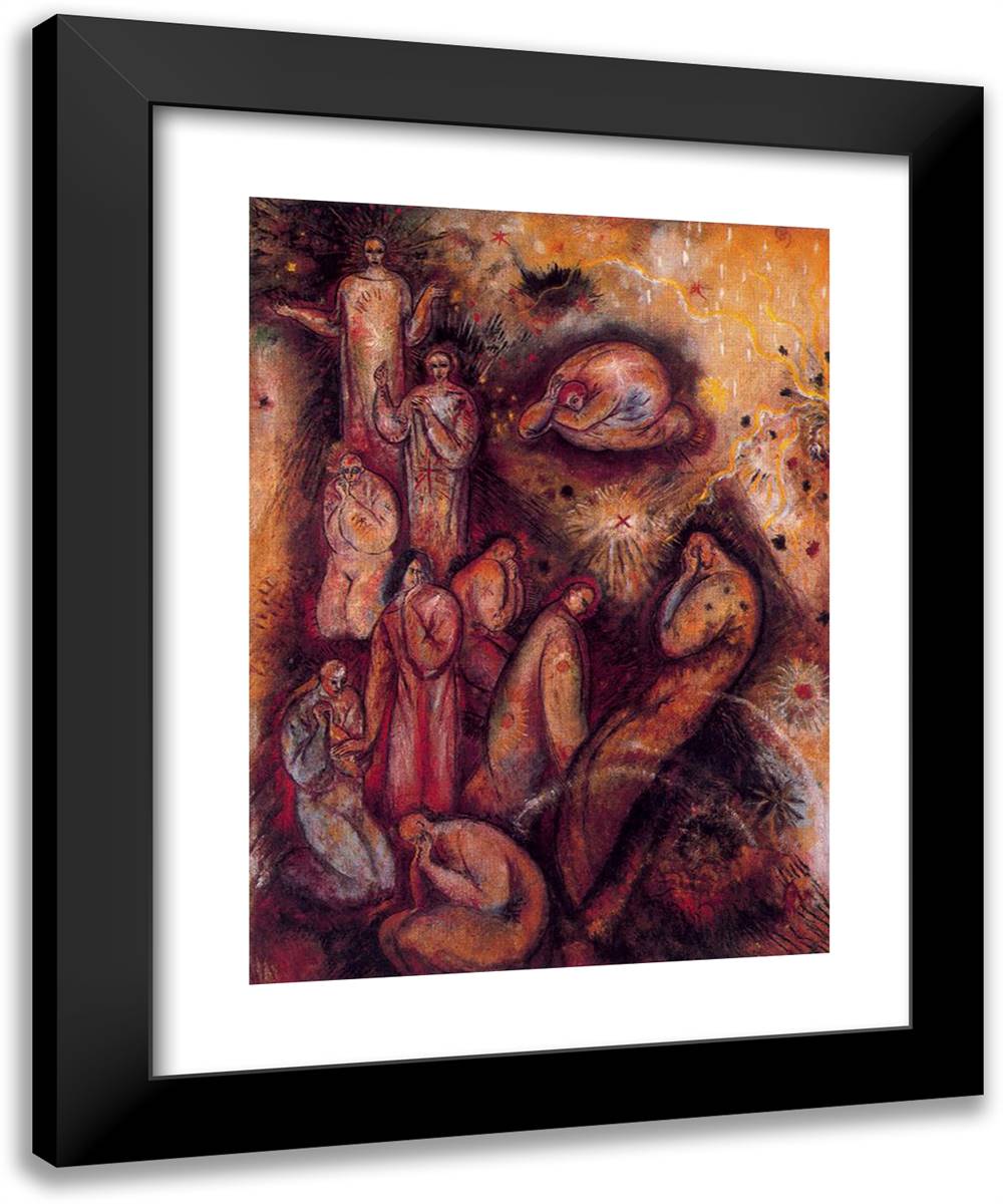 Figures on Dark Ground 19x24 Black Modern Wood Framed Art Print Poster by Bloch, Albert