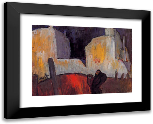 Houses at Night 24x19 Black Modern Wood Framed Art Print Poster by Bloch, Albert