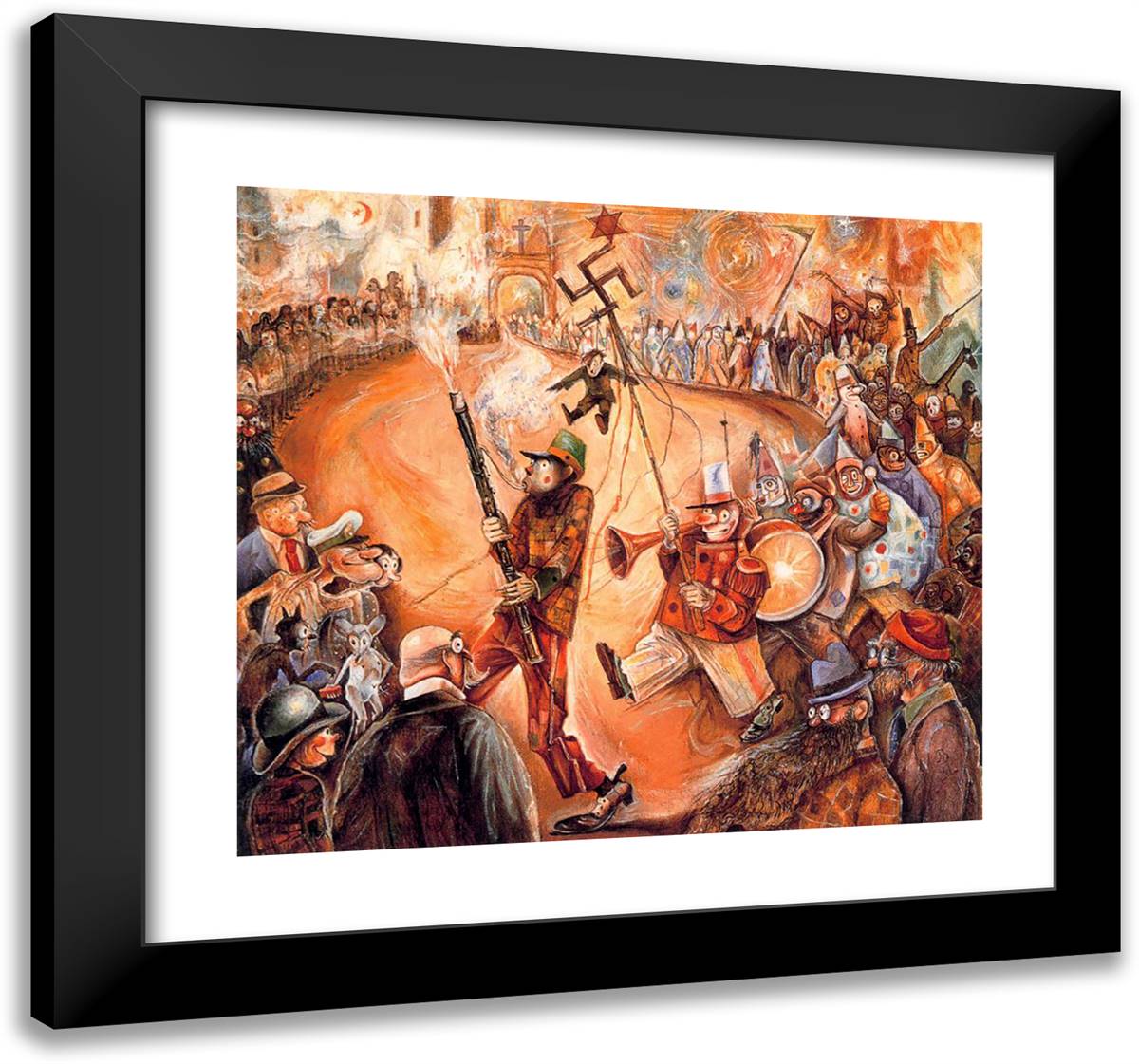 March of the Clowns 21x20 Black Modern Wood Framed Art Print Poster by Bloch, Albert