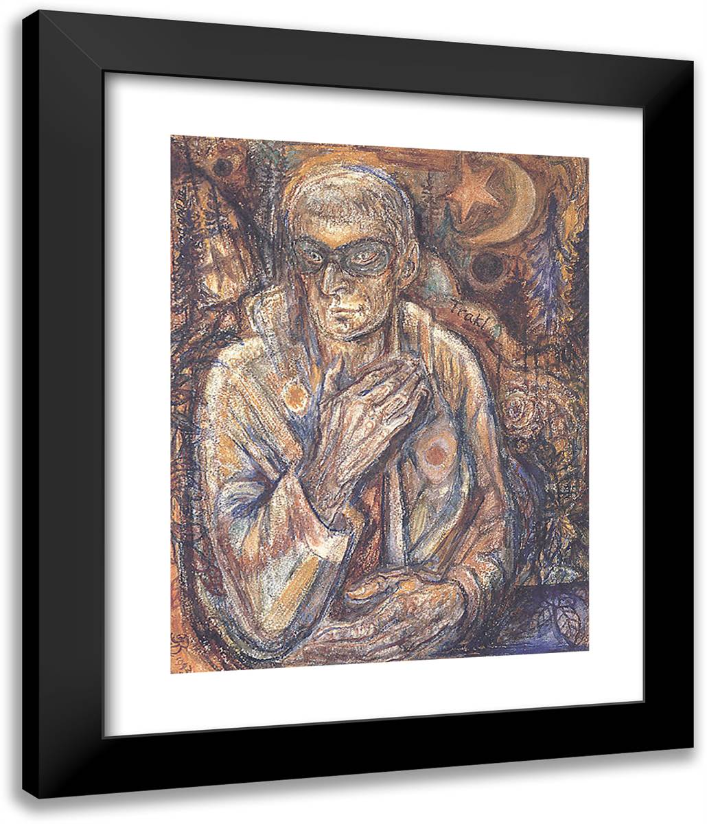 Masked Portrait (Georg Trakl) 20x24 Black Modern Wood Framed Art Print Poster by Bloch, Albert