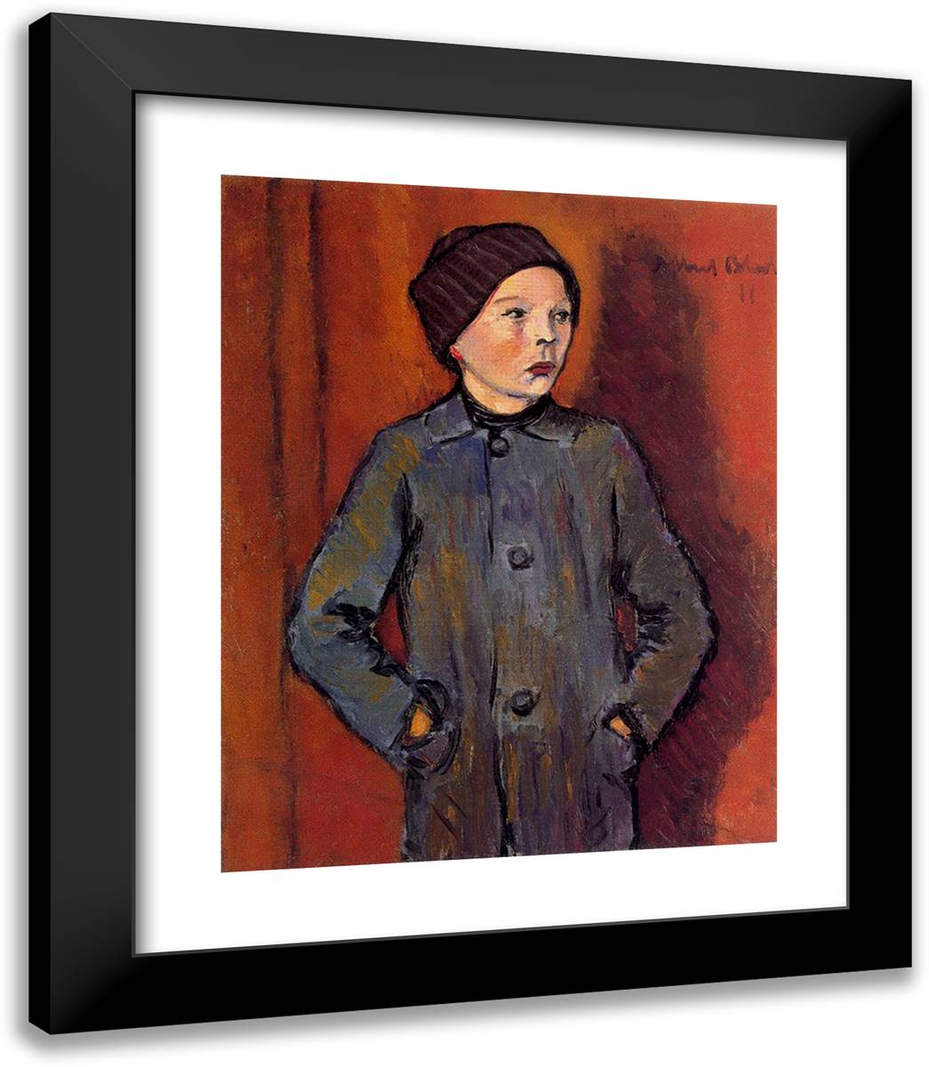 Portrait of a Boy 20x23 Black Modern Wood Framed Art Print Poster by Bloch, Albert