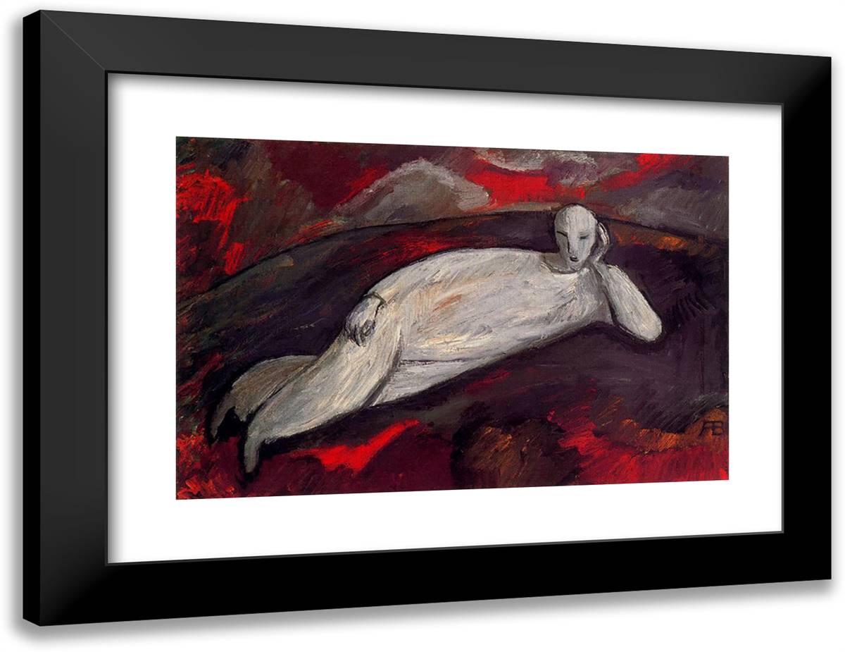 Reclining Figure 24x18 Black Modern Wood Framed Art Print Poster by Bloch, Albert