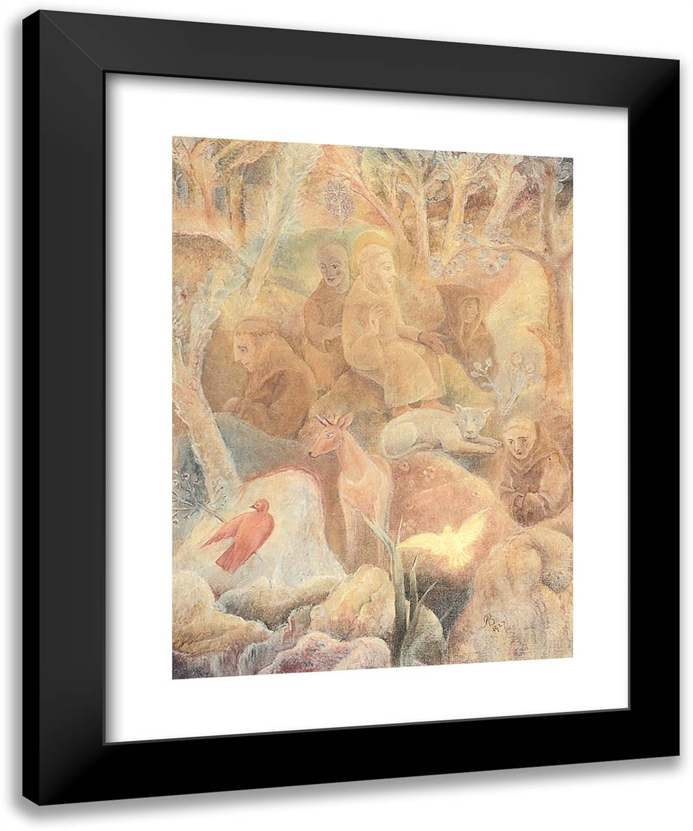 Saint Francis in the Woods 19x24 Black Modern Wood Framed Art Print Poster by Bloch, Albert