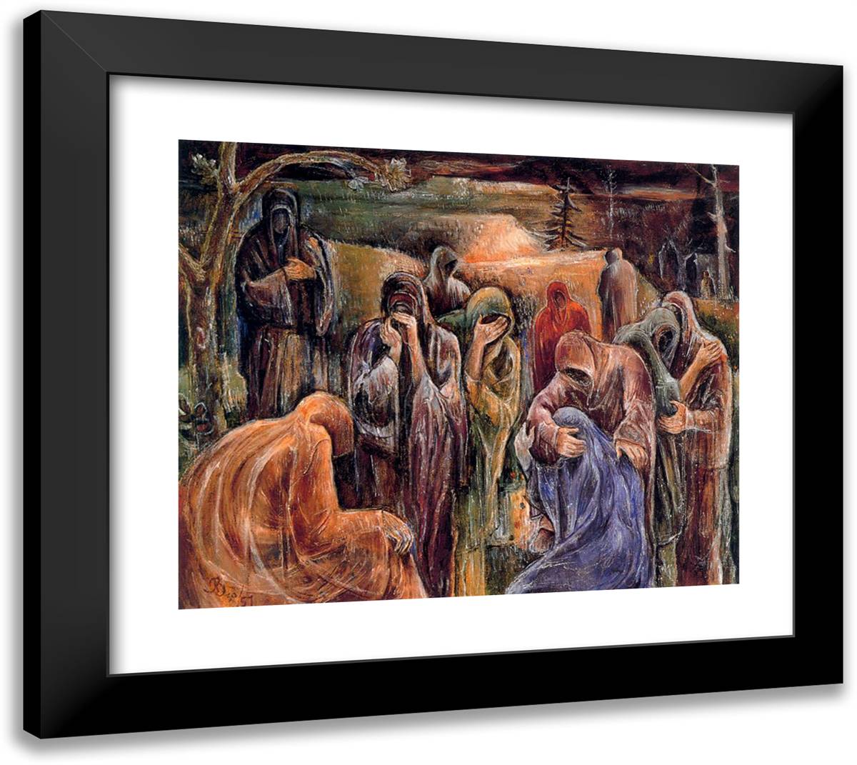 The Grieving Women 22x20 Black Modern Wood Framed Art Print Poster by Bloch, Albert