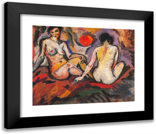 Two Seated Nudes 23x20 Black Modern Wood Framed Art Print Poster by Bloch, Albert