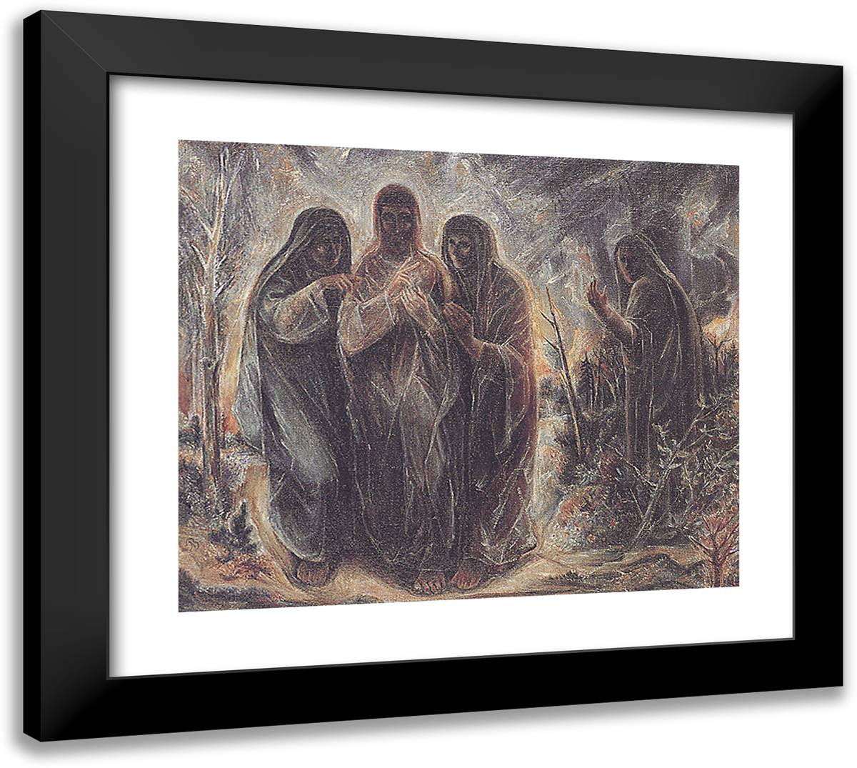 Walk to Emmaus 22x20 Black Modern Wood Framed Art Print Poster by Bloch, Albert