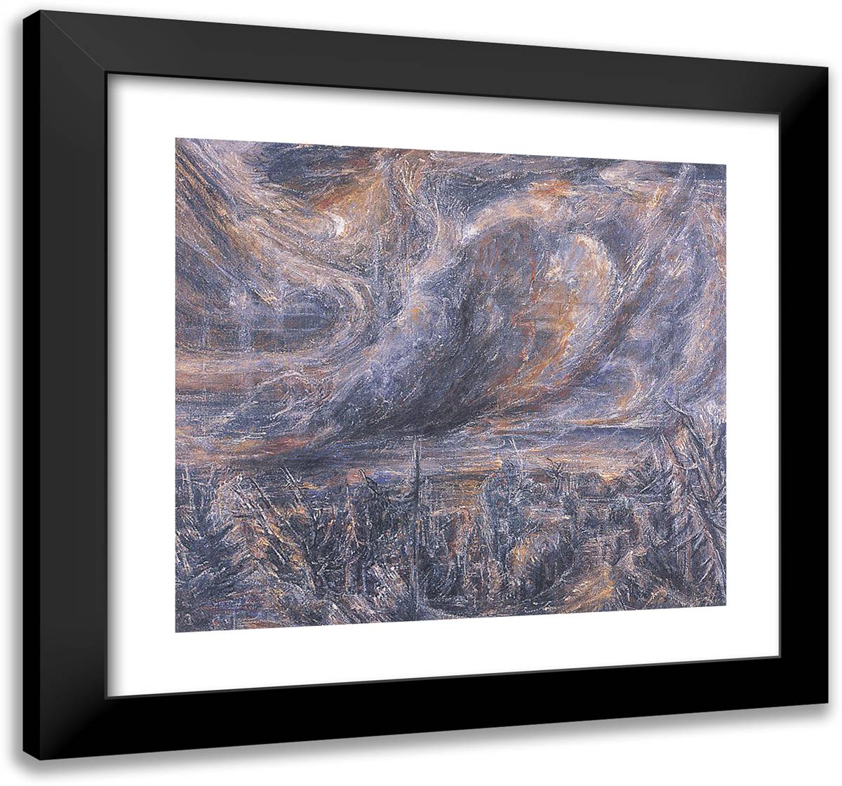 Windy Night Sky 21x20 Black Modern Wood Framed Art Print Poster by Bloch, Albert